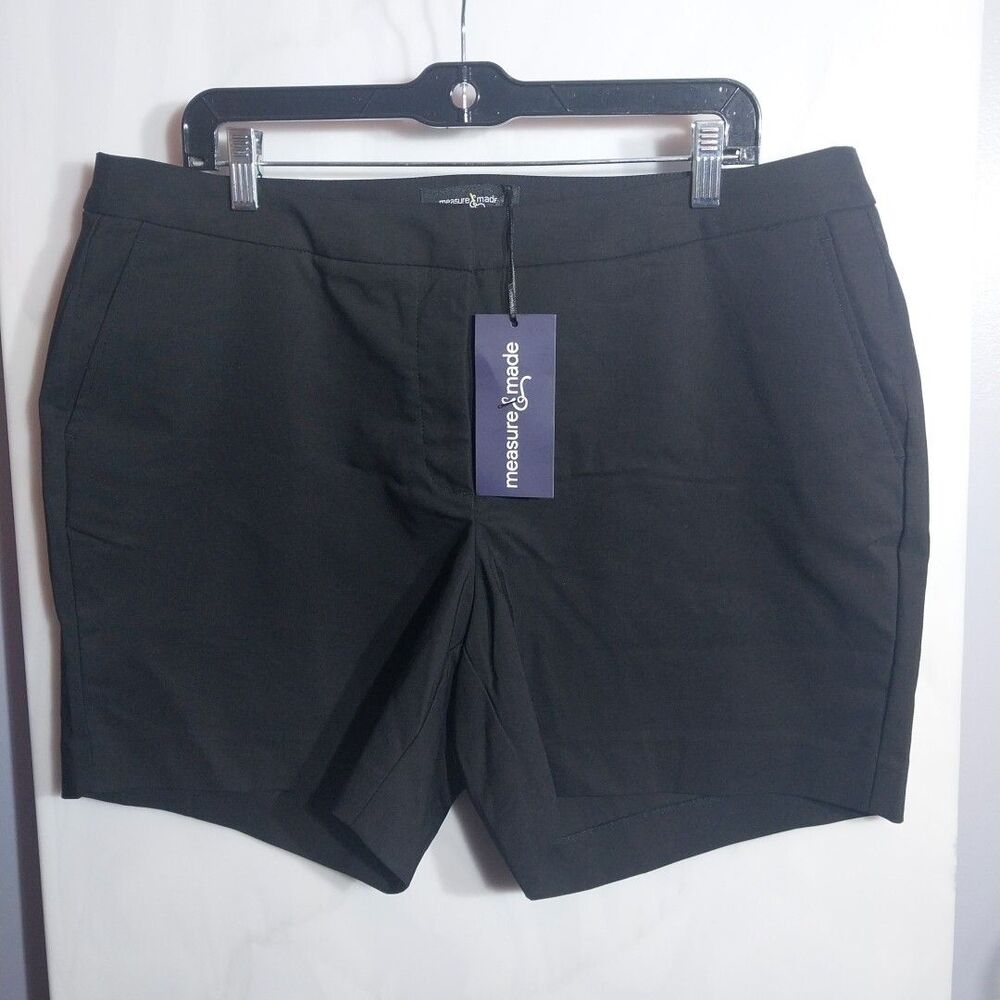 Measure & Made Black Chino Shorts  18.2 Plus High Rise Stretch Tailored NWT